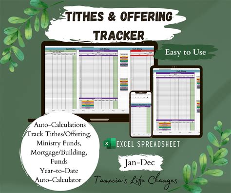 Tithes and Offering Tracker Spreadsheet Excel Spreadsheet - Etsy