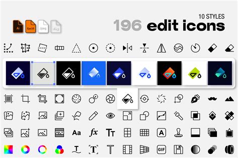 Edit icons set | Photoshop Graphics ~ Creative Market