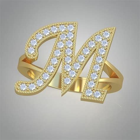 M Letter Diamond ring 0403 3D printable model 3D model 3D printable ...