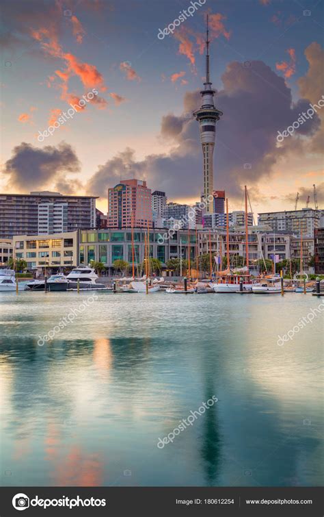 Auckland Cityscape Image Auckland Skyline New Zealand Sunrise Stock ...