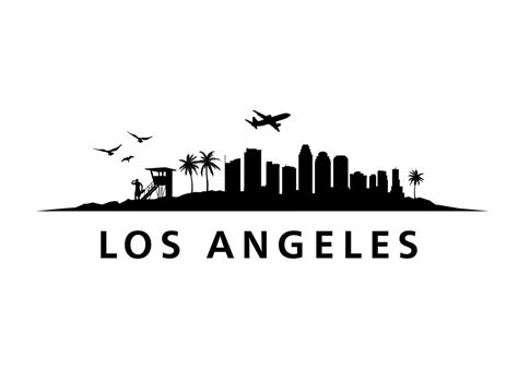 Los Angeles city skyline silhouette background in CAlifornia. Vector ...