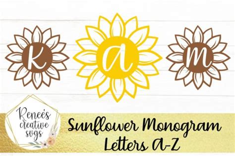 Sunflower Monogram Letters Graphic by ReneesCreativeSVGs · Creative Fabrica