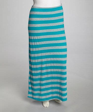 Poliana Plus Jade & Gray Stripe Maxi Skirt - Plus | Striped maxi skirts ...