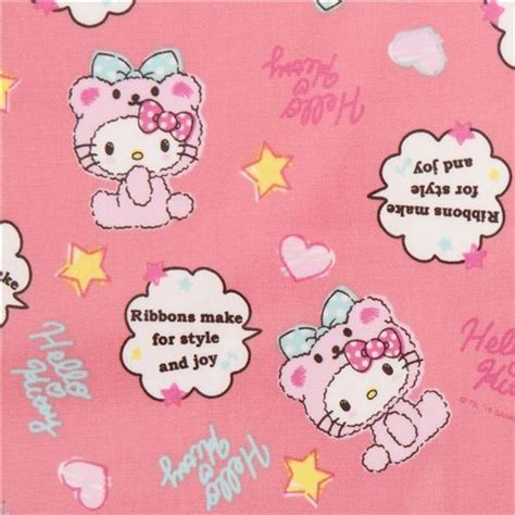 coral pink Hello Kitty bear costume oxford fabric - Hello Kitty Fabric - Fabric | Pink hello ...