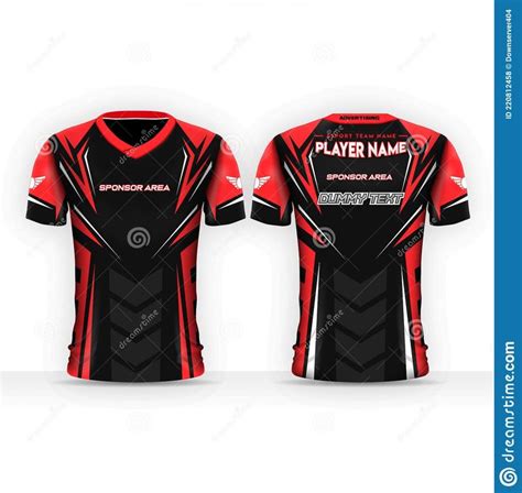 Red And Black Gaming Jersey For E-Sport Players, T-shirt Design Template Stock Vector ...