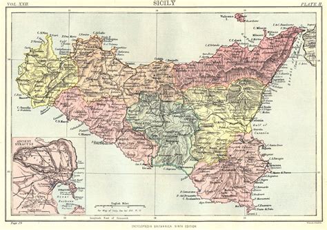 Sicily; Inset map of Ancient Syracuse by Britannica, Encyclopaedia ...