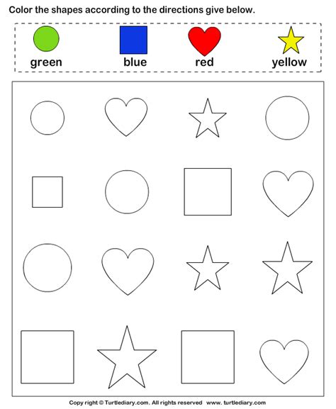 Download and print Turtle Diary's Identify Shapes and Color Them worksheet. Our large… | Shape ...