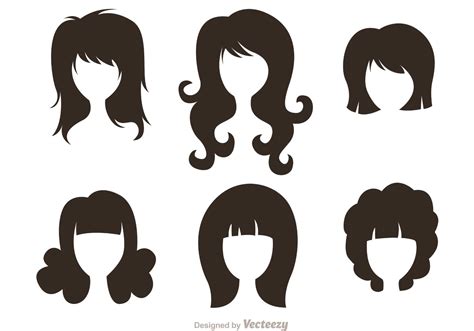 Black Silhouette Woman With Hairstyles Vectors - Download Free Vector Art, Stock Graphics & Images