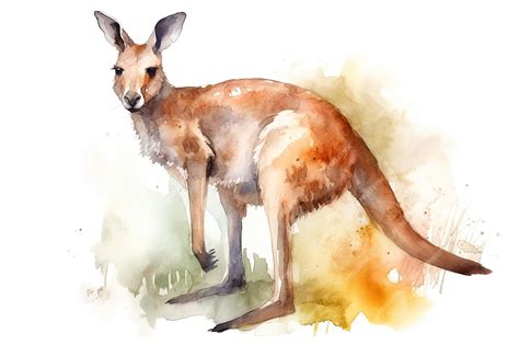 Premium AI Image | Watercolor kangaroo illustration on white background