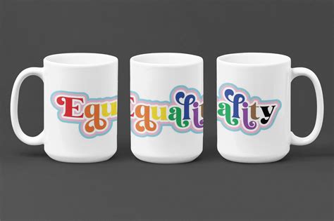 Equality Rainbow Letters - 15 oz Ceramic Mug Enamel Coated with handle ...