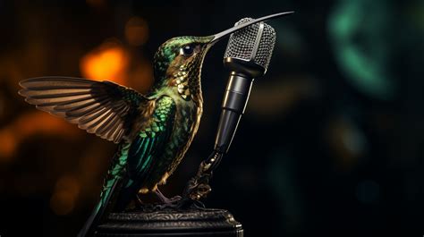 Hummingbird Singing Into Microphone Free Stock Photo - Public Domain ...