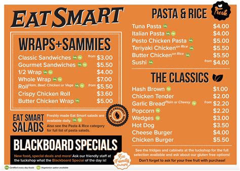 Tuck Shop Menu - Mount Albert Grammar School