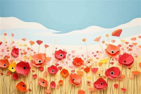 Flower field painting poppy plant. | Free Photo Illustration - rawpixel