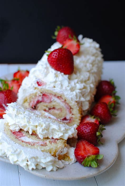 Swiss Roll Cake with Strawberries and Cream - Let's Eat Cake