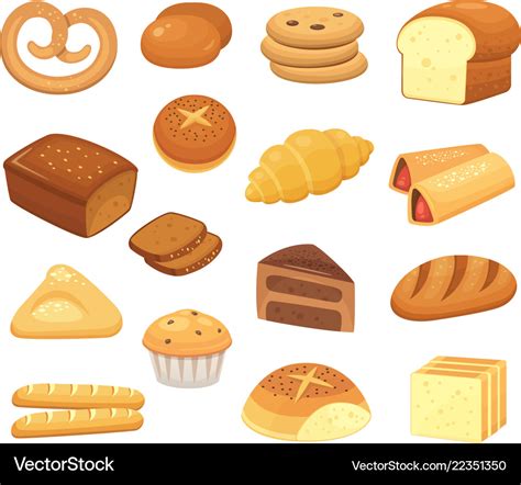 Cartoon bread icon breads and rolls french roll Vector Image