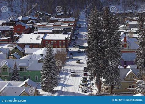 Winter Street Scene In Small Town Royalty Free Stock Images - Image: 387499