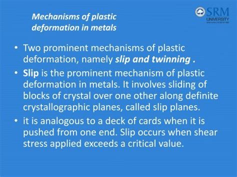 Mechanisms of plastic deformation in metals