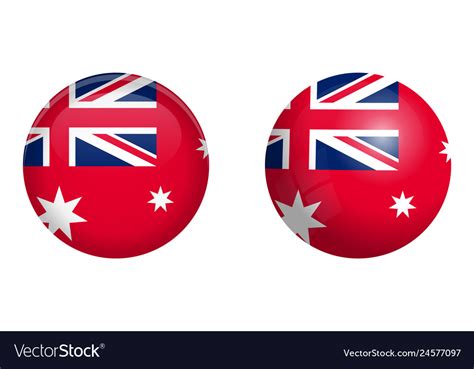 Australian red ensign flag under 3d dome button Vector Image