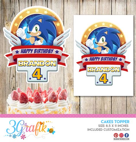 Sonic Cake Topper | Banderin Sonic | Sonic Birthday