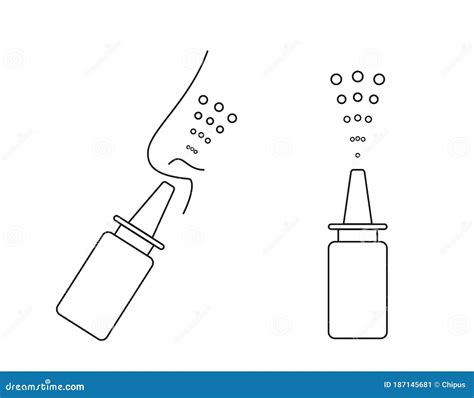 Nasal Spray Runny Nose Outline Clipart And Illustrations