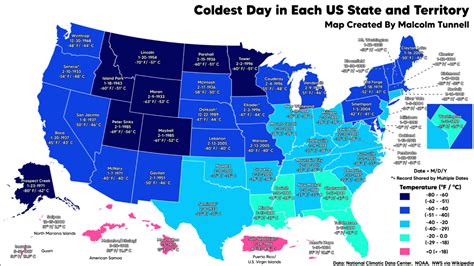 U.S. Coldest Days Map | Wondering Maps