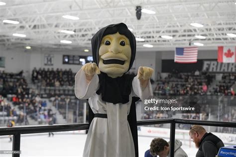 Providence Friars mascot Friar Dom poses for a photograph during a ...