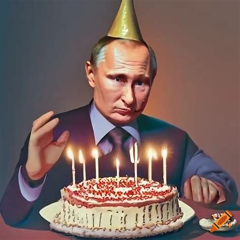 Vladimir putin celebrating his birthday with a cake