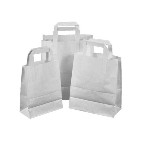 Paper Bags WHITE SOS With Handle 10x15.5x12 Jumbo (per case 250) - PREMIUM* - PFM Plus