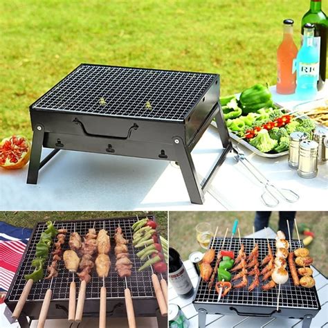 Charcoal BBQ Grill Folding Portable Stainless Steel Barbecue Grill for ...