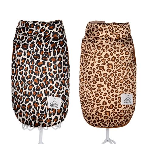 Leopard Print Dog Coat Clothes Autumn Winter Warm Peg Cloth Product Dog ...