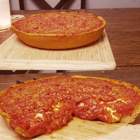 [Homemade] Deep dish pizza with italian sausage and pepperoni. : r/food