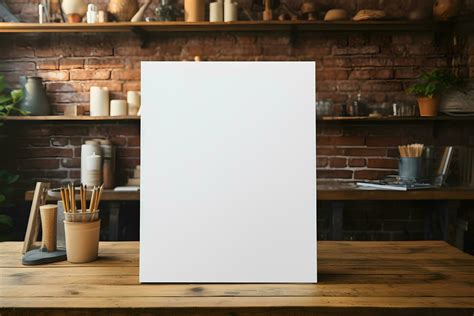 White Portrait Paper Mockup on Wood Table with Stationery decor, ai generated 29570518 Stock ...