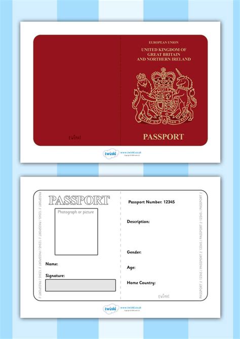 Twinkl Resources >> British Passport Template >> Printable resources ...