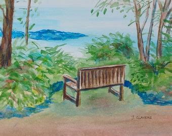 Park bench painting | Etsy