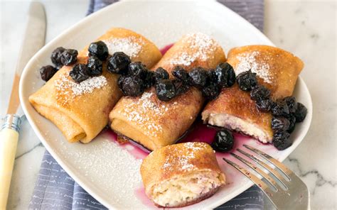 Cream Cheese Blintzes With Blueberry Drizzle [Vegan] - One Green Planet