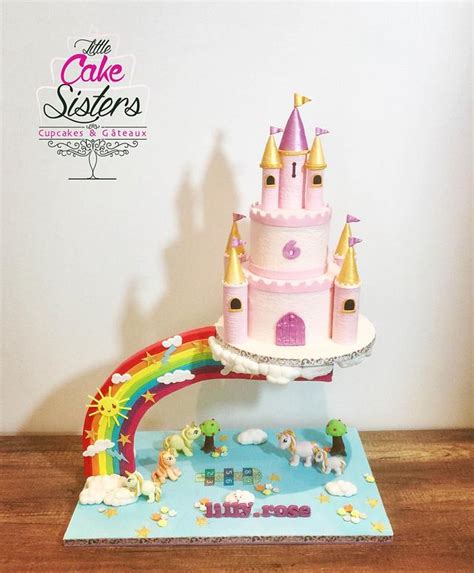 unicorn castle gravity cake - Decorated Cake by little - CakesDecor