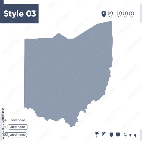 Ohio, USA - map isolated on white background. Outline map. Vector map ...