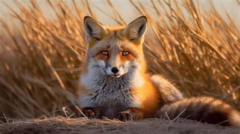 Premium AI Image | Wild red fox portrait in natural habitat