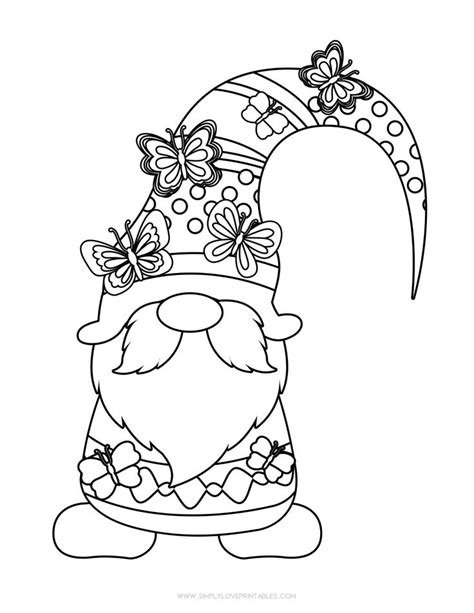 Simply Love Printables Gnome with Butterflies | Spring coloring pages, Gnome pictures, Cute ...