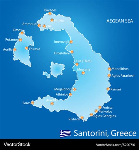 Island of santorini in greece map Royalty Free Vector Image