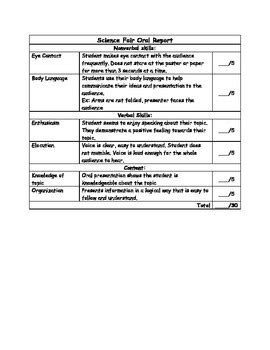 Science Fair Rubric- with pictures by ELL Strategies that work | TPT