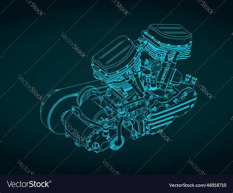 Motorcycle engine blueprint Royalty Free Vector Image