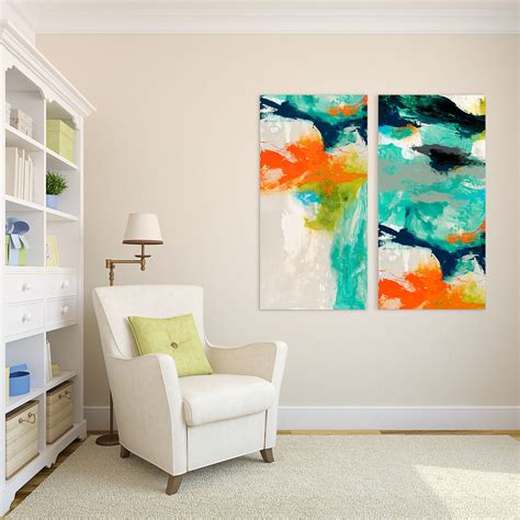 Tidal Abstract 2 Frameless // Free Floating Tempered Glass Panel Graphic Wall Art (Tidal ...