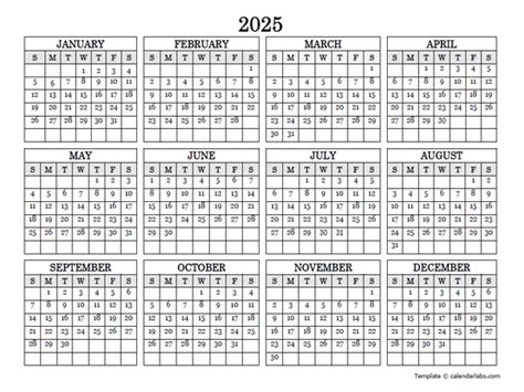 2025 Yearly Calendar Template With Notes - Charo DeeDee