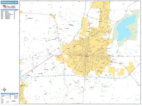 Springfield Ohio Wall Map (Basic Style) by MarketMAPS - MapSales