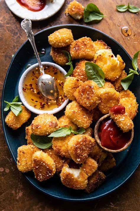 Oven Fried Halloumi Bites with Hot Honey. - Half Baked Harvest