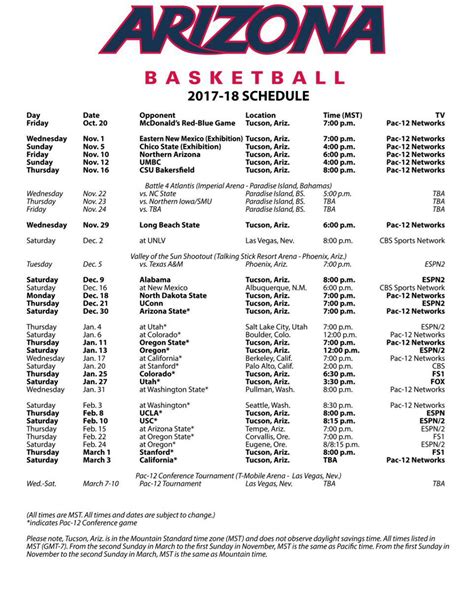 Arizona Wildcats 2017-18 basketball schedule released - Arizona Desert ...