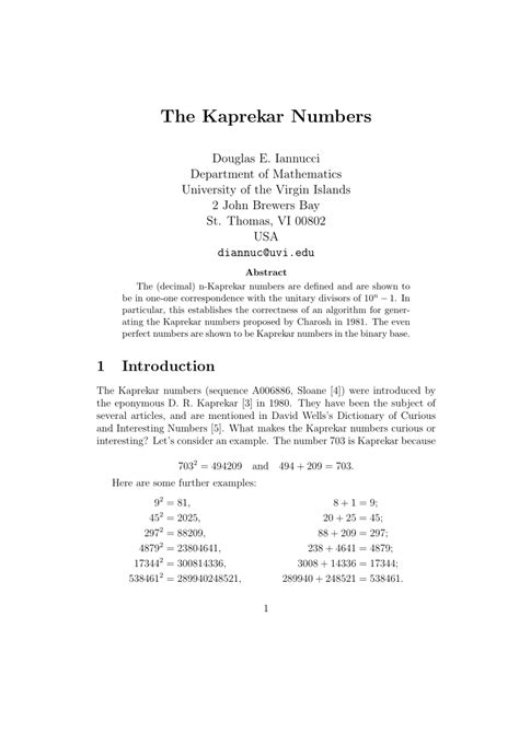 (PDF) The Kaprekar Numbers