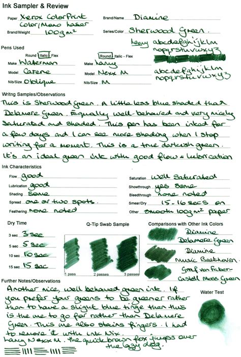 Ink Review: Diamine Sherwood Green - Ink Reviews - The Fountain Pen Network