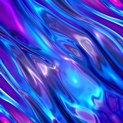 3d render, abstract background, ultraviolet holographic foil, iridescent blue texture, liquid ...